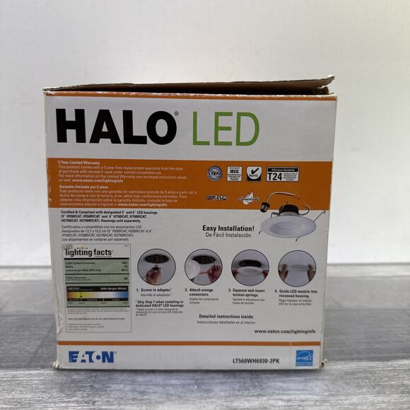 Halo Lighting LT560WH6930R 5-in or 6-in 600 lumens Recessed LED Baffle-Lot of 4 - Picture 6 of 12